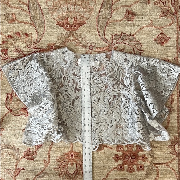 Elegant Silver Lace Bolero - Picture 5 of 5